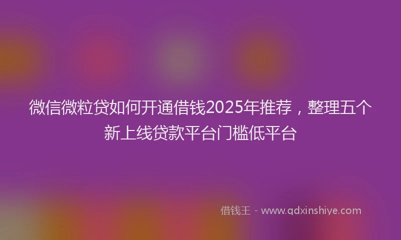 微信微粒贷如何开通借钱2025年推荐，整理五个新上线贷款平台门槛低平台