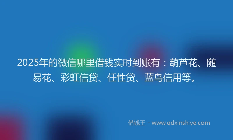 2025年的微信哪里借钱实时到账有：葫芦花、随易花、彩虹信贷、任性贷、蓝鸟信用等。