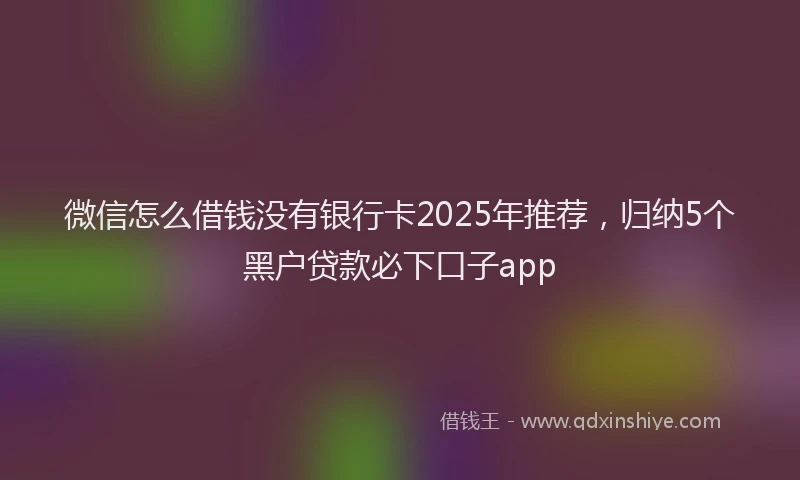 微信怎么借钱没有银行卡2025年推荐，归纳5个黑户贷款必下口子app
