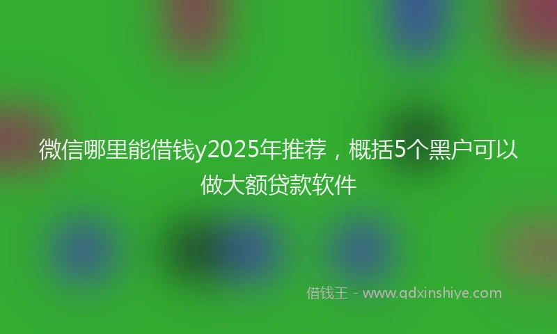 微信哪里能借钱y2025年推荐，概括5个黑户可以做大额贷款软件