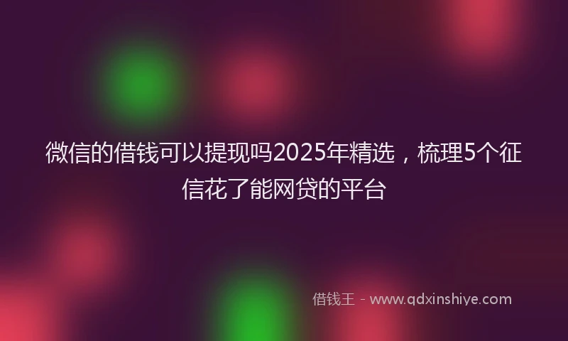 微信的借钱可以提现吗2025年精选，梳理5个征信花了能网贷的平台