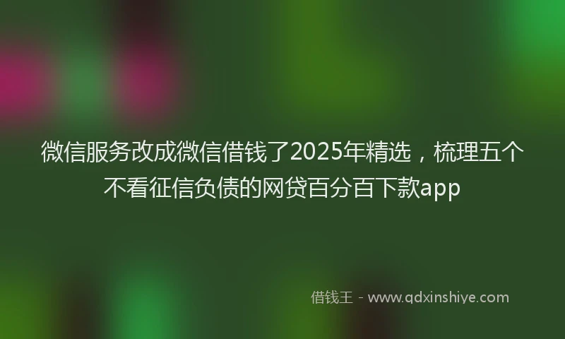 微信服务改成微信借钱了2025年精选，梳理五个不看征信负债的网贷百分百下款app