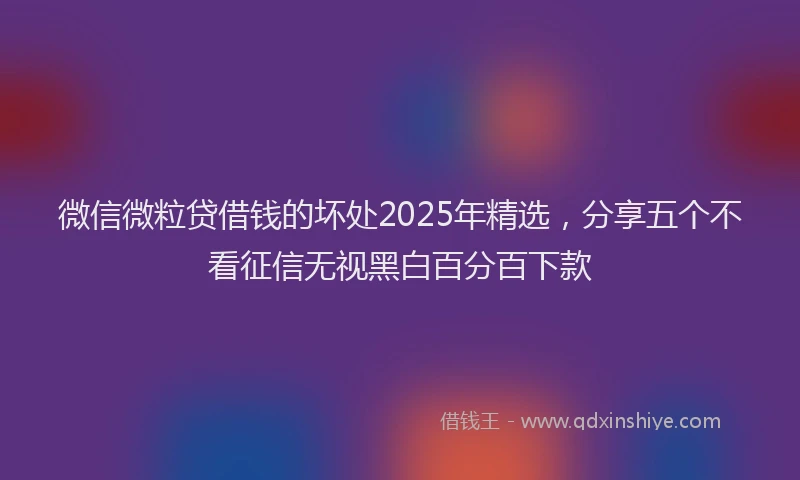 微信微粒贷借钱的坏处2025年精选，分享五个不看征信无视黑白百分百下款