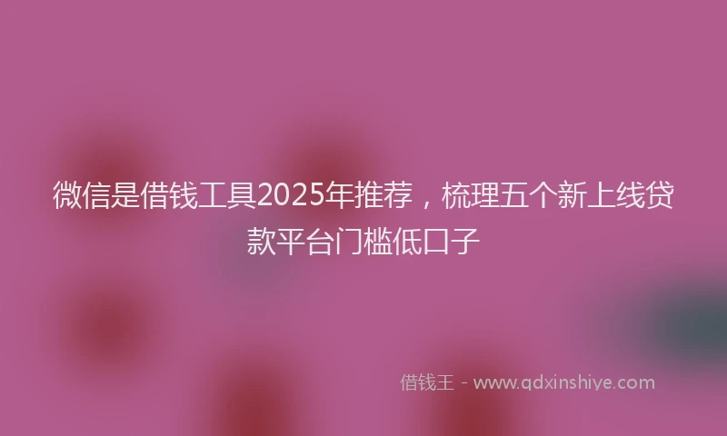 微信是借钱工具2025年推荐，梳理五个新上线贷款平台门槛低口子