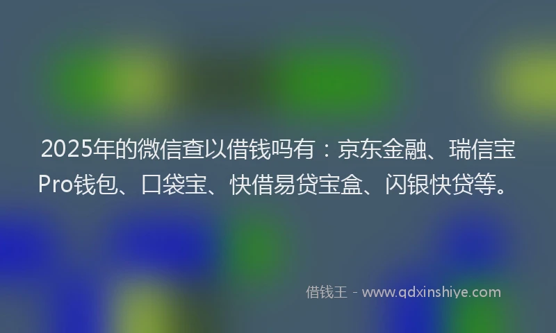 2025年的微信查以借钱吗有：京东金融、瑞信宝Pro钱包、口袋宝、快借易贷宝盒、闪银快贷等。