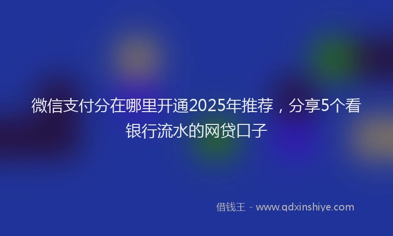 微信支付分在哪里开通2025年推荐，分享5个看银行流水的网贷口子