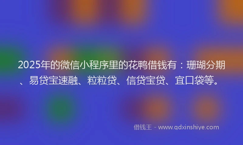 2025年的微信小程序里的花鸭借钱有：珊瑚分期、易贷宝速融、粒粒贷、信贷宝贷、宜口袋等。