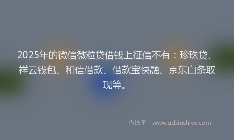 2025年的微信微粒贷借钱上征信不有：珍珠贷、祥云钱包、和信借款、借款宝快融、京东白条取现等。