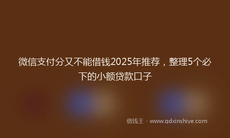 微信支付分又不能借钱2025年推荐，整理5个必下的小额贷款口子