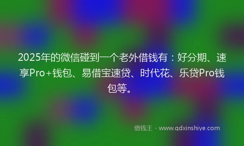 2025年的微信碰到一个老外借钱有：好分期、速享Pro+钱包、易借宝速贷、时代花、乐贷Pro钱包等。