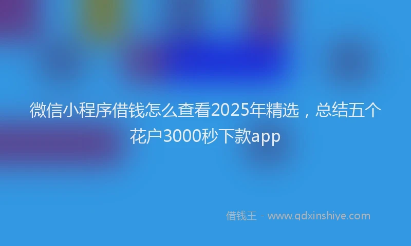 微信小程序借钱怎么查看2025年精选，总结五个花户3000秒下款app