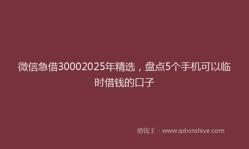 微信急借30002025年精选，盘点5个手机可以临时借钱的口子
