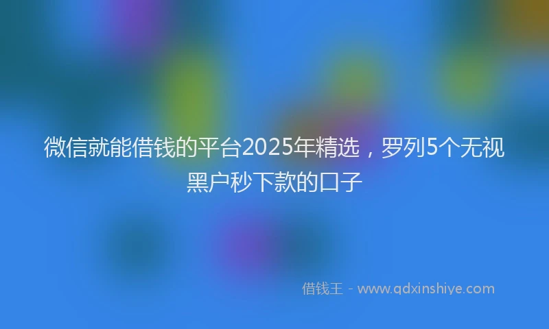 微信就能借钱的平台2025年精选，罗列5个无视黑户秒下款的口子