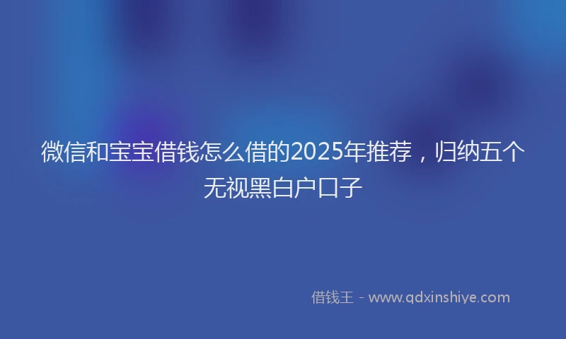 微信和宝宝借钱怎么借的2025年推荐，归纳五个无视黑白户口子