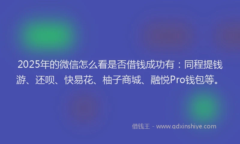 2025年的微信怎么看是否借钱成功有：同程提钱游、还呗、快易花、柚子商城、融悦Pro钱包等。