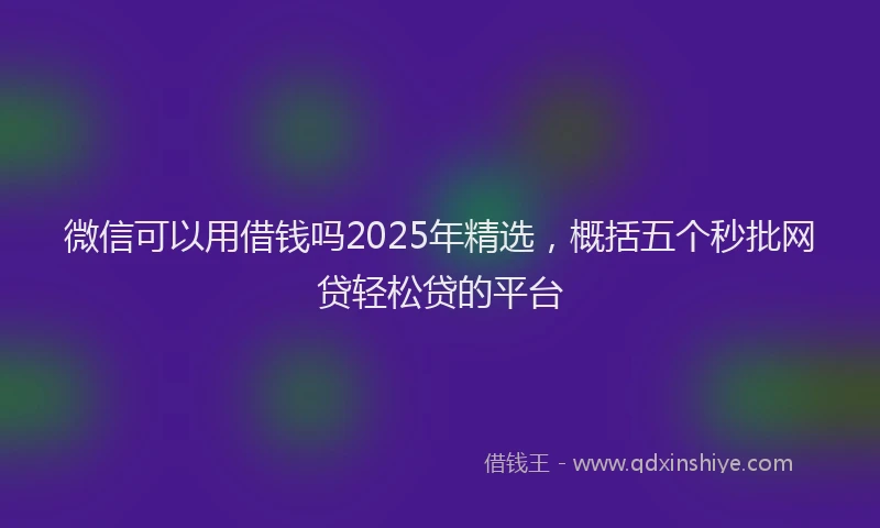 微信可以用借钱吗2025年精选，概括五个秒批网贷轻松贷的平台