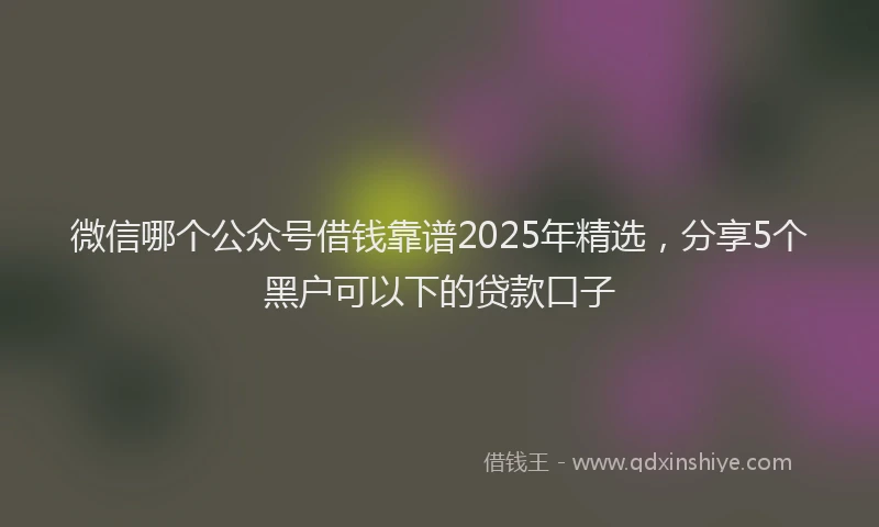 微信哪个公众号借钱靠谱2025年精选，分享5个黑户可以下的贷款口子