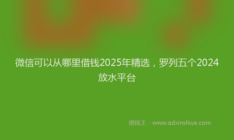 微信可以从哪里借钱2025年精选，罗列五个2024放水平台