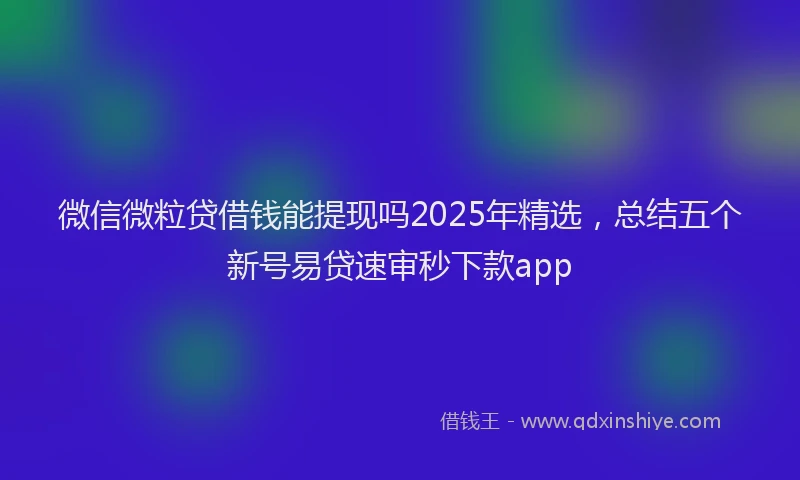 微信微粒贷借钱能提现吗2025年精选，总结五个新号易贷速审秒下款app