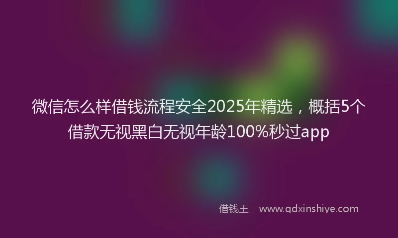 微信怎么样借钱流程安全2025年精选，概括5个借款无视黑白无视年龄100%秒过app