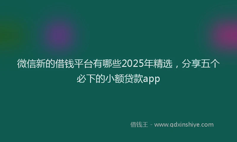 微信新的借钱平台有哪些2025年精选，分享五个必下的小额贷款app