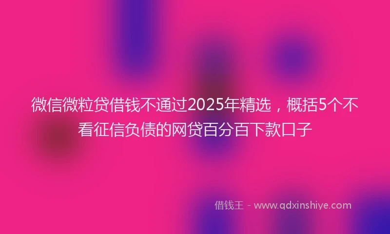 微信微粒贷借钱不通过2025年精选，概括5个不看征信负债的网贷百分百下款口子