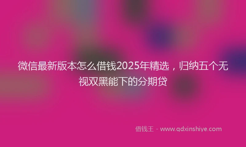微信最新版本怎么借钱2025年精选，归纳五个无视双黑能下的分期贷