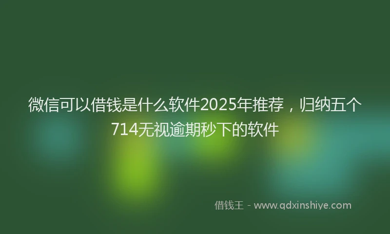 微信可以借钱是什么软件2025年推荐，归纳五个714无视逾期秒下的软件