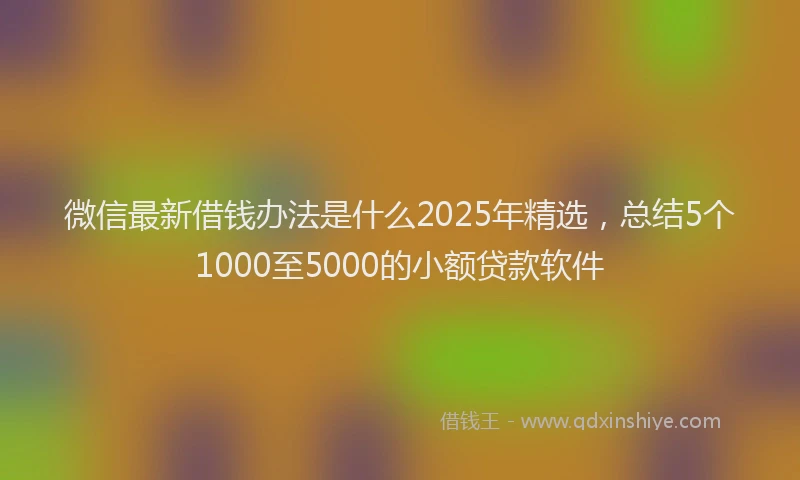 微信最新借钱办法是什么2025年精选，总结5个1000至5000的小额贷款软件