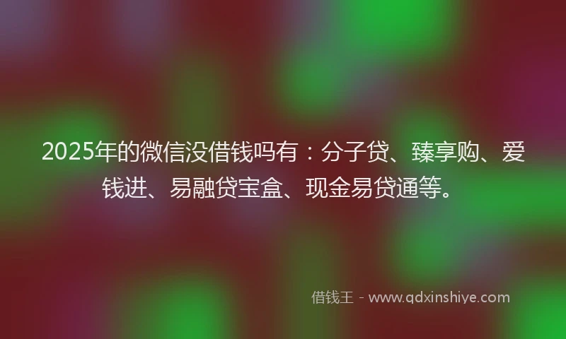 2025年的微信没借钱吗有：分子贷、臻享购、爱钱进、易融贷宝盒、现金易贷通等。