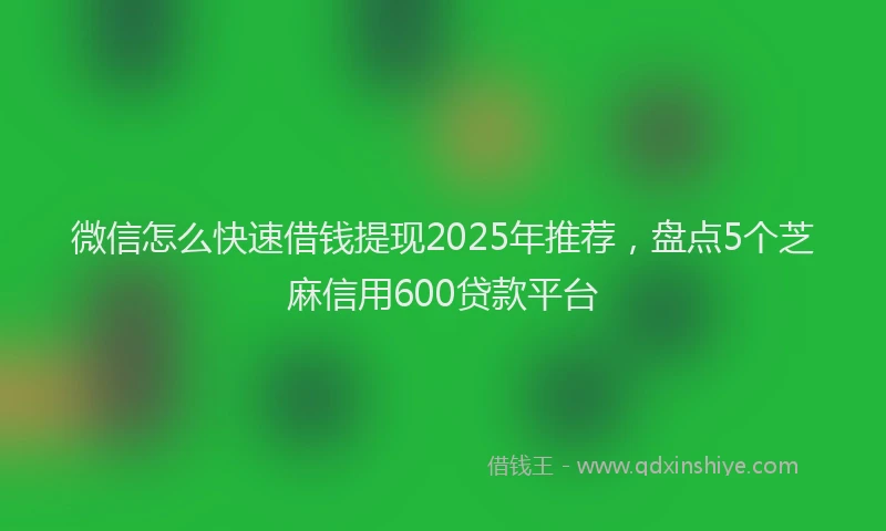 微信怎么快速借钱提现2025年推荐，盘点5个芝麻信用600贷款平台