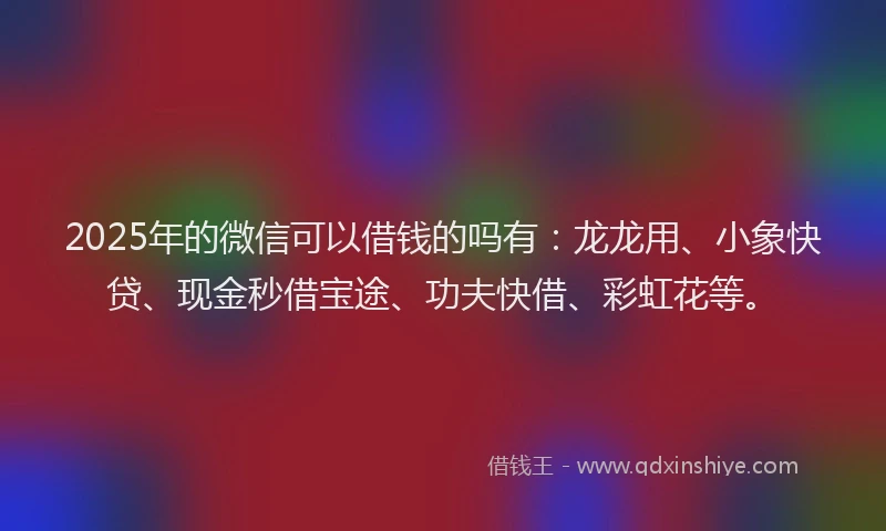 2025年的微信可以借钱的吗有：龙龙用、小象快贷、现金秒借宝途、功夫快借、彩虹花等。