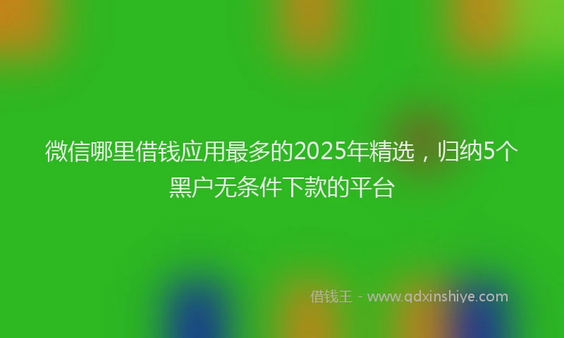 微信哪里借钱应用最多的2025年精选，归纳5个黑户无条件下款的平台