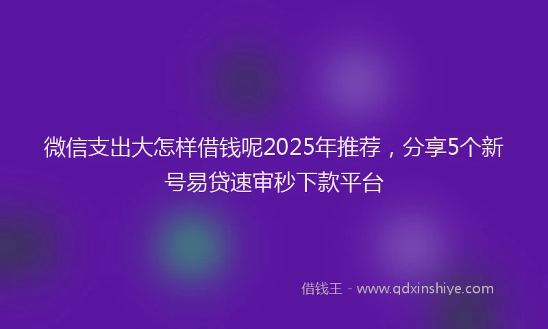 微信支出大怎样借钱呢2025年推荐，分享5个新号易贷速审秒下款平台