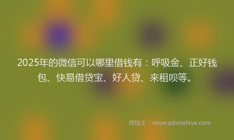 2025年的微信可以哪里借钱有：呼吸金、正好钱包、快易借贷宝、好人贷、来租呗等。