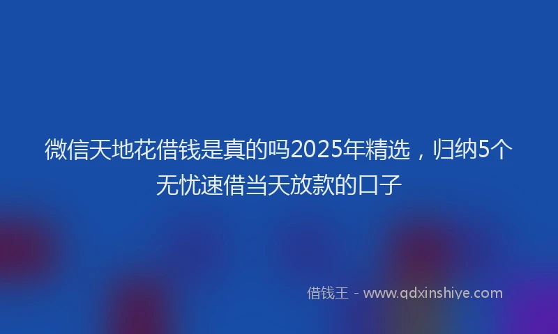 微信天地花借钱是真的吗2025年精选，归纳5个无忧速借当天放款的口子