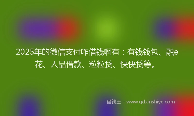 2025年的微信支付咋借钱啊有：有钱钱包、融e花、人品借款、粒粒贷、快快贷等。
