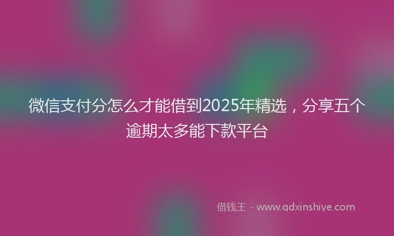 微信支付分怎么才能借到2025年精选，分享五个逾期太多能下款平台
