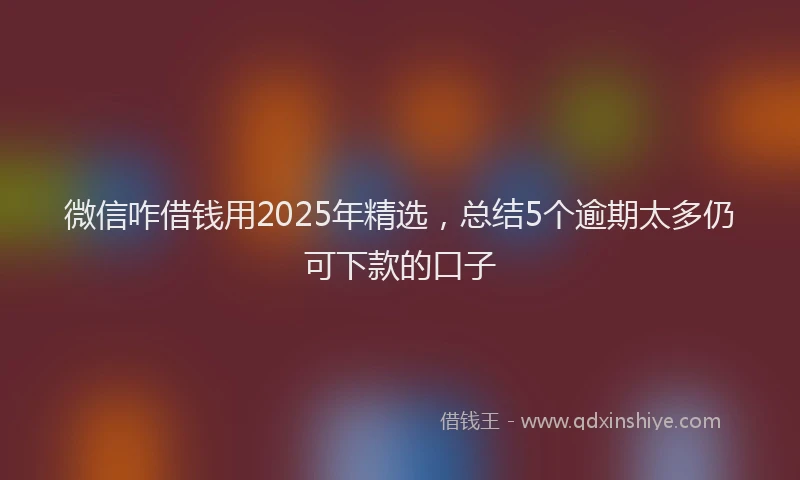 微信咋借钱用2025年精选，总结5个逾期太多仍可下款的口子