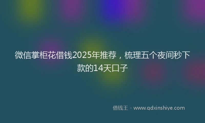 微信掌柜花借钱2025年推荐，梳理五个夜间秒下款的14天口子