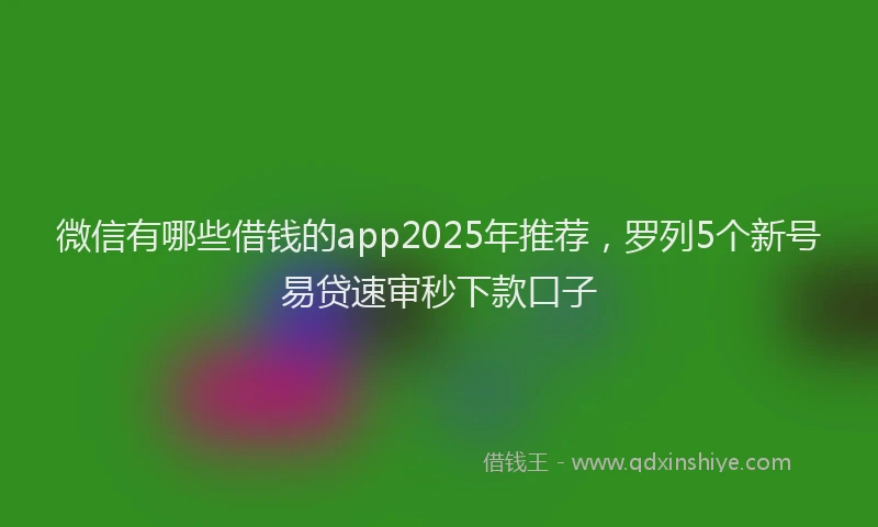 微信有哪些借钱的app2025年推荐，罗列5个新号易贷速审秒下款口子