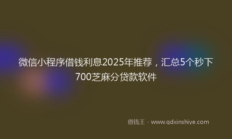 微信小程序借钱利息2025年推荐，汇总5个秒下700芝麻分贷款软件