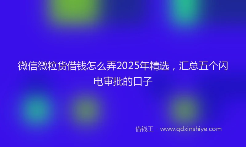 微信微粒货借钱怎么弄2025年精选，汇总五个闪电审批的口子