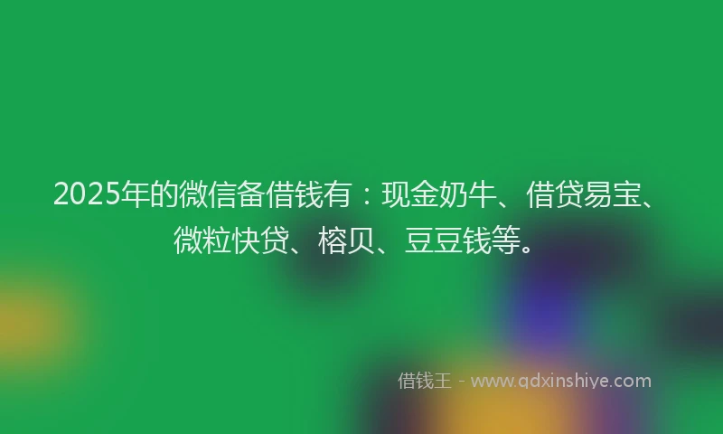 2025年的微信备借钱有：现金奶牛、借贷易宝、微粒快贷、榕贝、豆豆钱等。