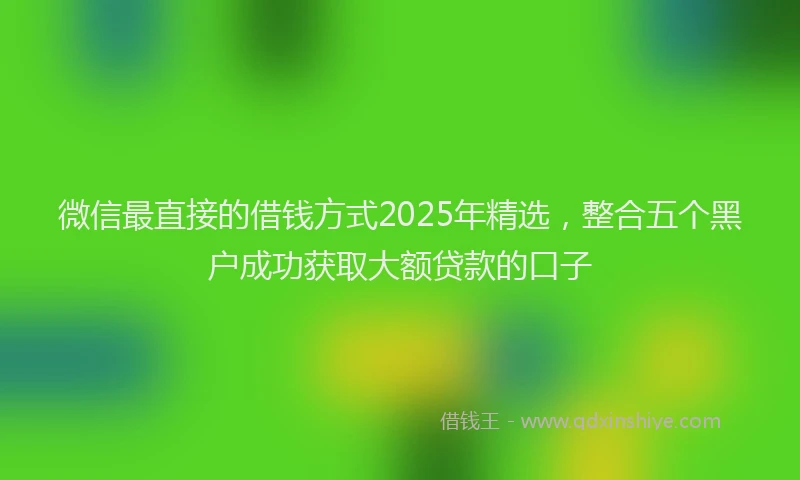 微信最直接的借钱方式2025年精选，整合五个黑户成功获取大额贷款的口子