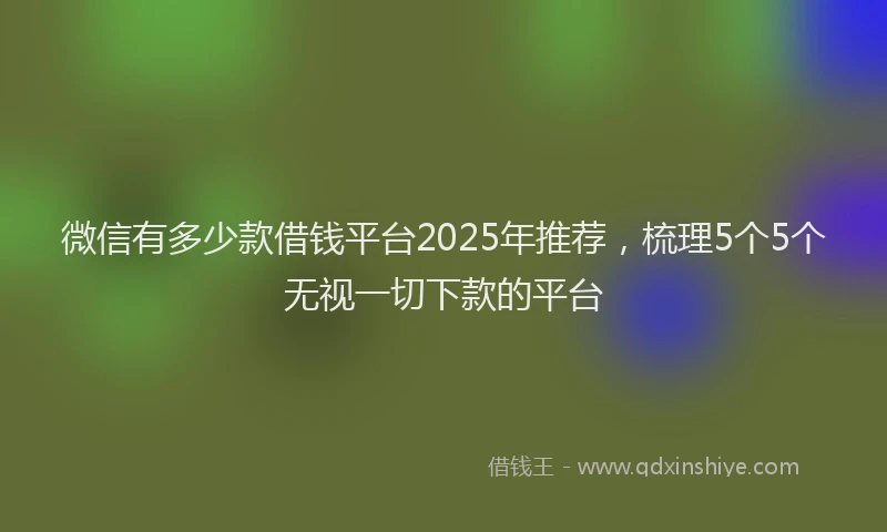 微信有多少款借钱平台2025年推荐，梳理5个5个无视一切下款的平台