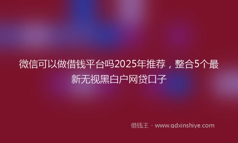 微信可以做借钱平台吗2025年推荐，整合5个最新无视黑白户网贷口子