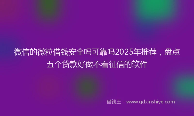 微信的微粒借钱安全吗可靠吗2025年推荐，盘点五个贷款好做不看征信的软件