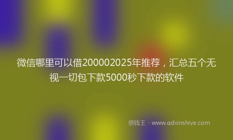 微信哪里可以借200002025年推荐，汇总五个无视一切包下款5000秒下款的软件