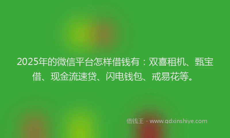 2025年的微信平台怎样借钱有：双喜租机、甄宝借、现金流速贷、闪电钱包、戒易花等。